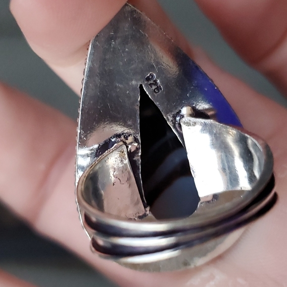 New Oversized Botswana Agate 925 Silver Statement Ring. - Picture 10 of 16